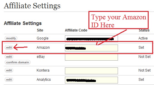 affiliate settings