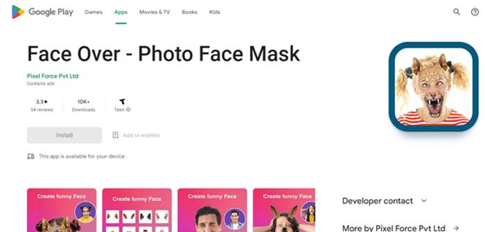 Faceover Photo Face Mask App