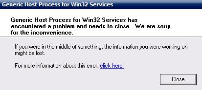 Generic Host Process for Win32 Services Problem